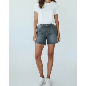 Lane Bryant Womens Size 14 Distressed Denim Jean Shorts Frayed Hem Medium Wash